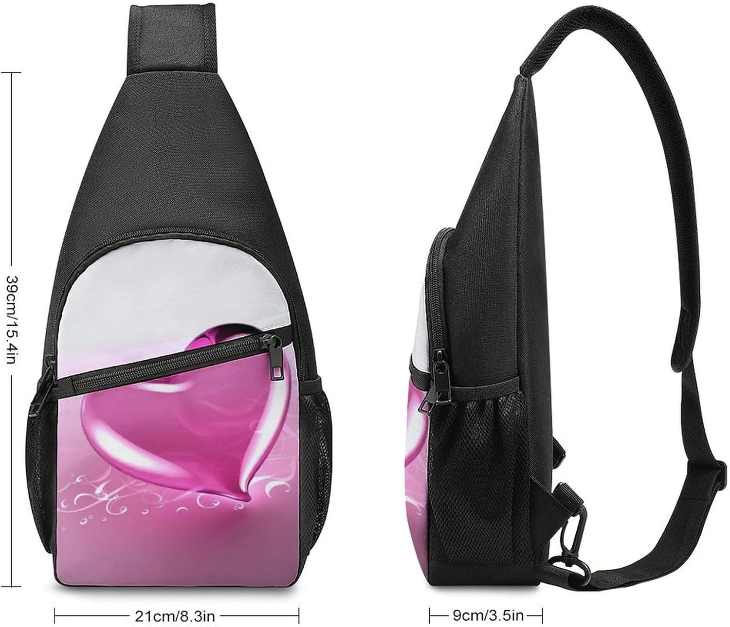 Sling Backpack for Women Men Crossbody Chest Bag Travel Heart Daypack Shoulder Bag for Hiking