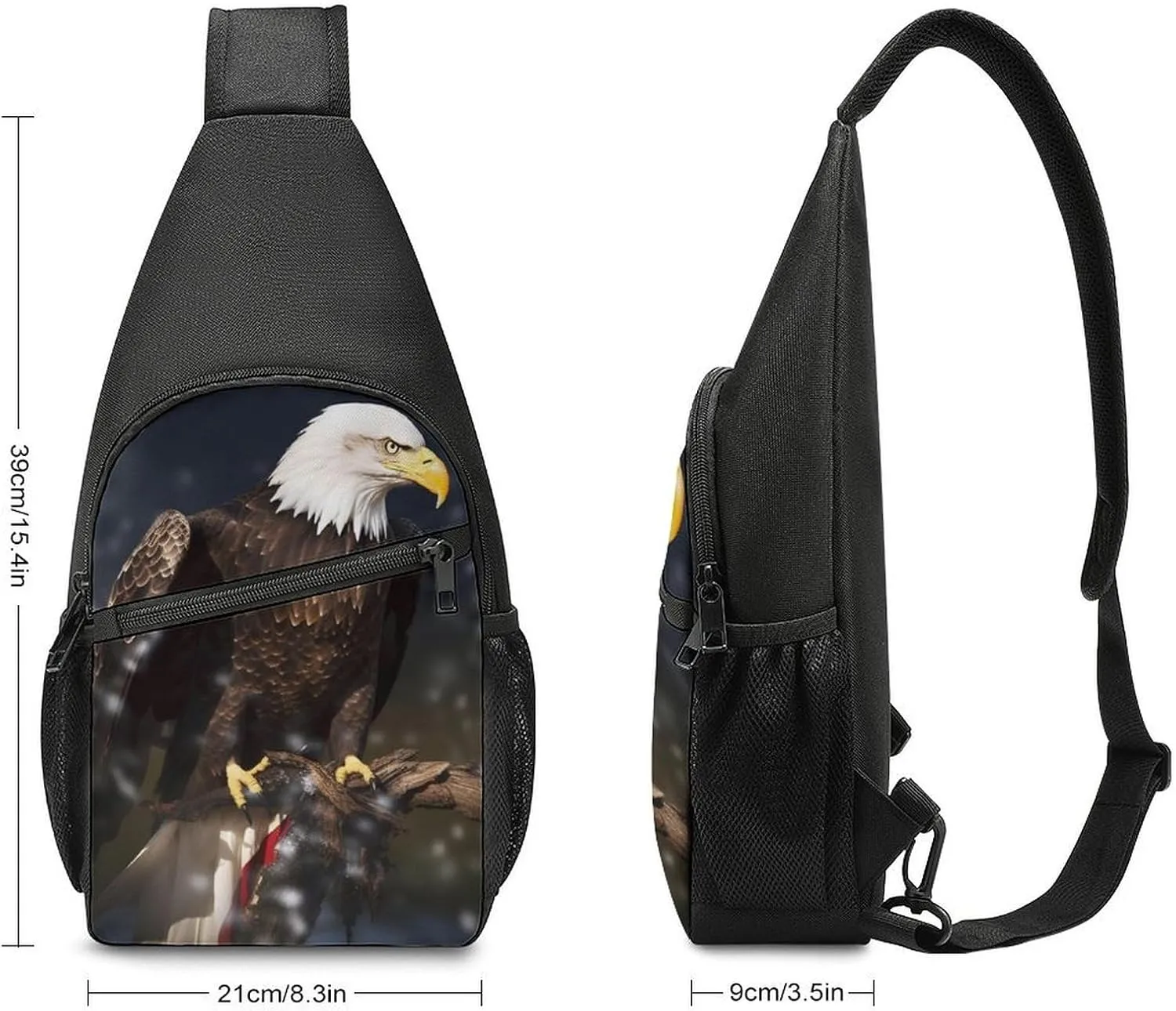 Sling Backpack for Women Men Crossbody Chest Bag Travel North American Bald Eagle Daypack Shoulder Bag for Hiking