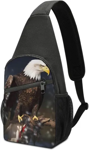 Sling Backpack for Women Men Crossbody Chest Bag Travel North American Bald Eagle Daypack Shoulder Bag for Hiking