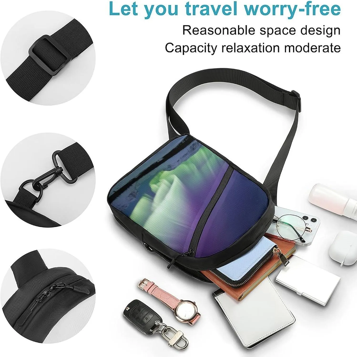 Sling Bag for Women Men Daypack Aurora Chest Bag Crossbody Backpack for Hiking Travel