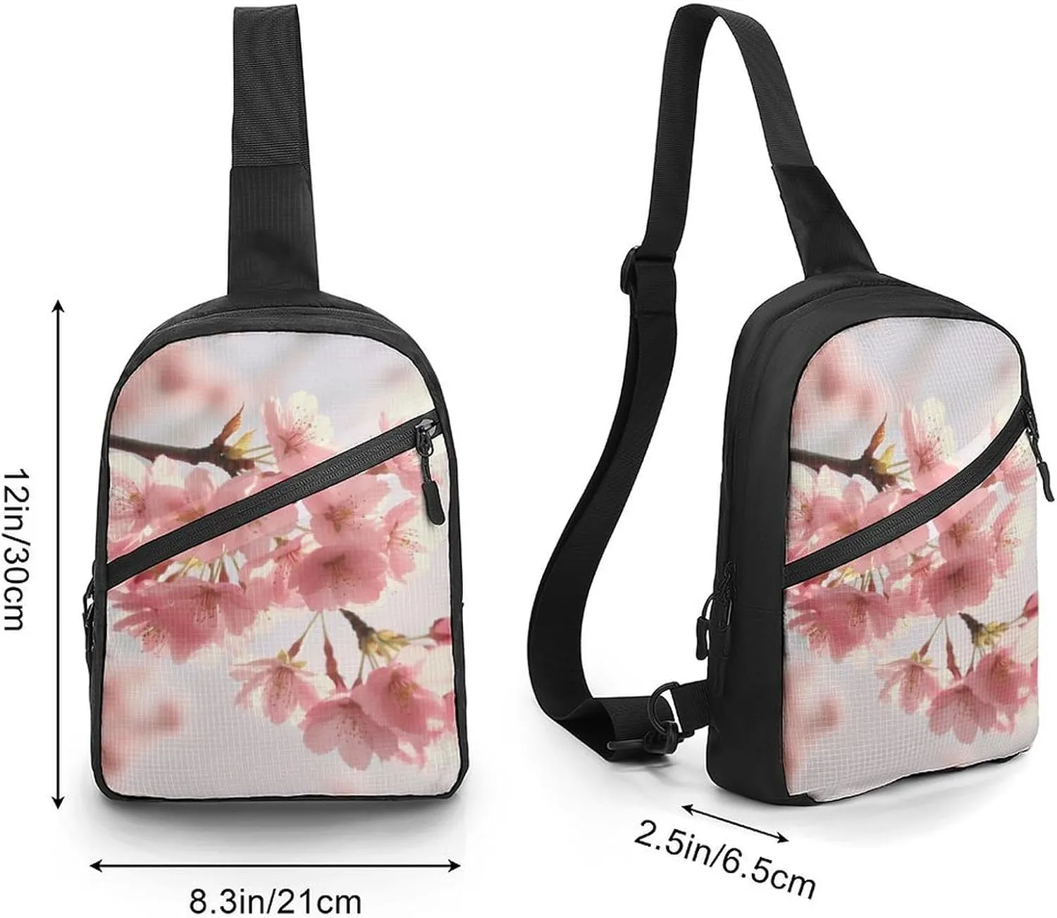 Sling Bag for Women Men Daypack Cherry Blossom Chest Bag Crossbody Backpack for Hiking Travel