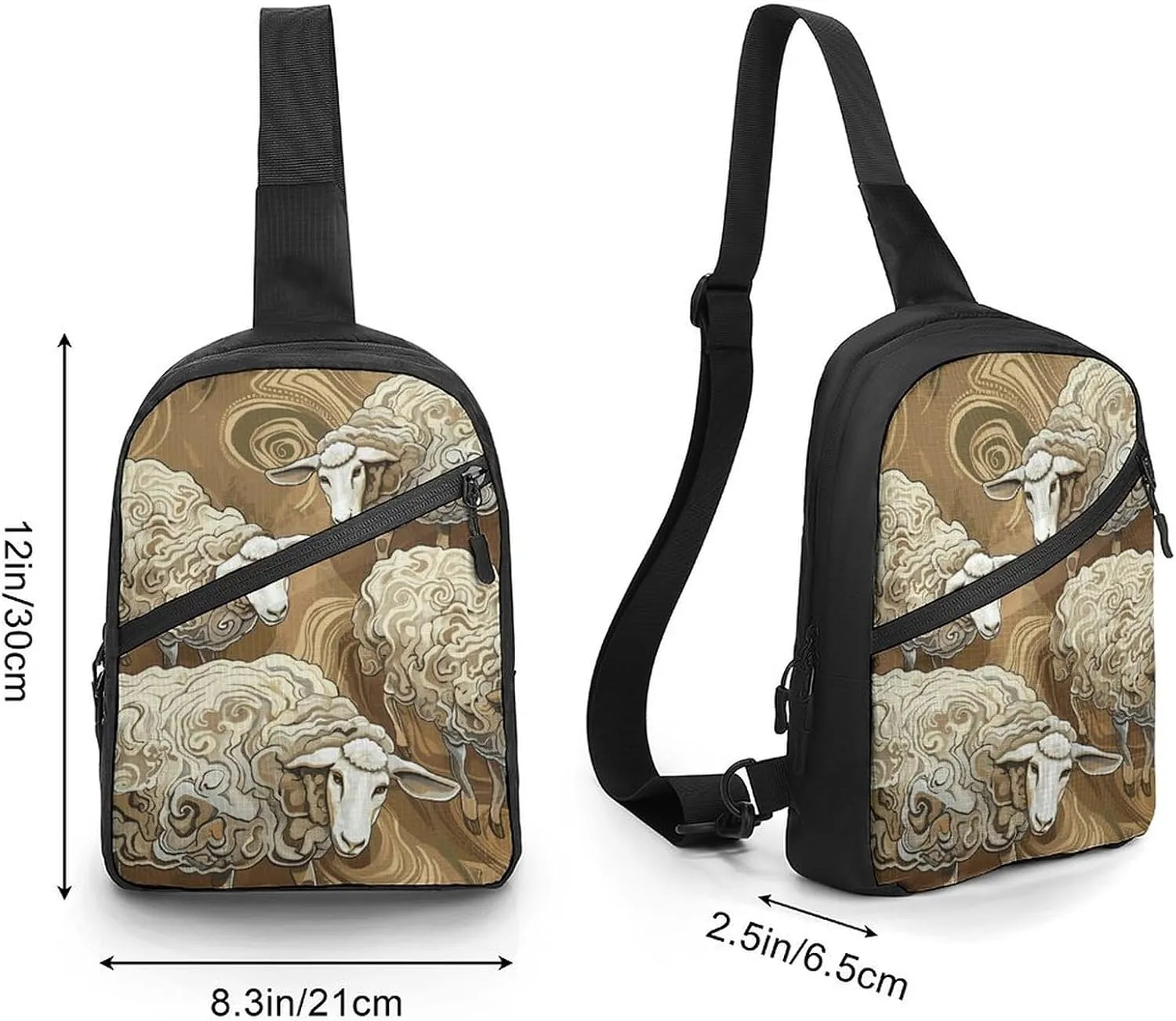 Sling Bag for Women Men Daypack Four Brown Sheep Chest Bag Crossbody Backpack for Hiking Travel