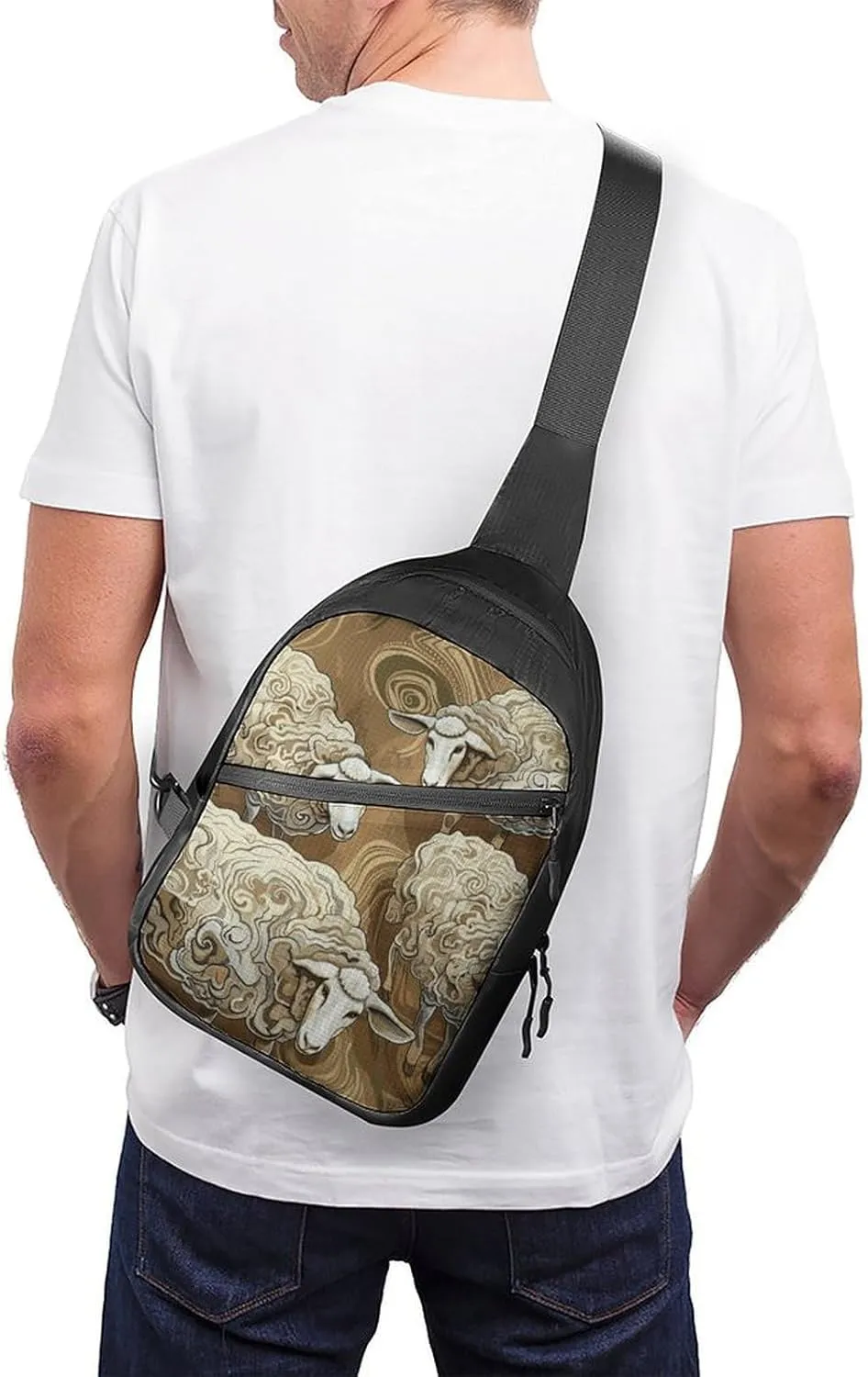 Sling Bag for Women Men Daypack Four Brown Sheep Chest Bag Crossbody Backpack for Hiking Travel