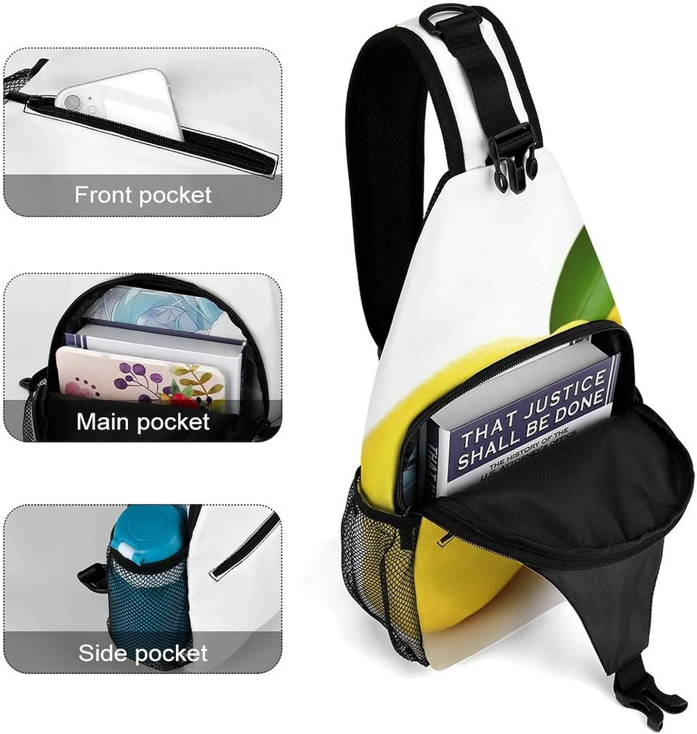 Sling Bag for Women Men Daypack Lemon Chest Bag Crossbody Backpack for Hiking Travel