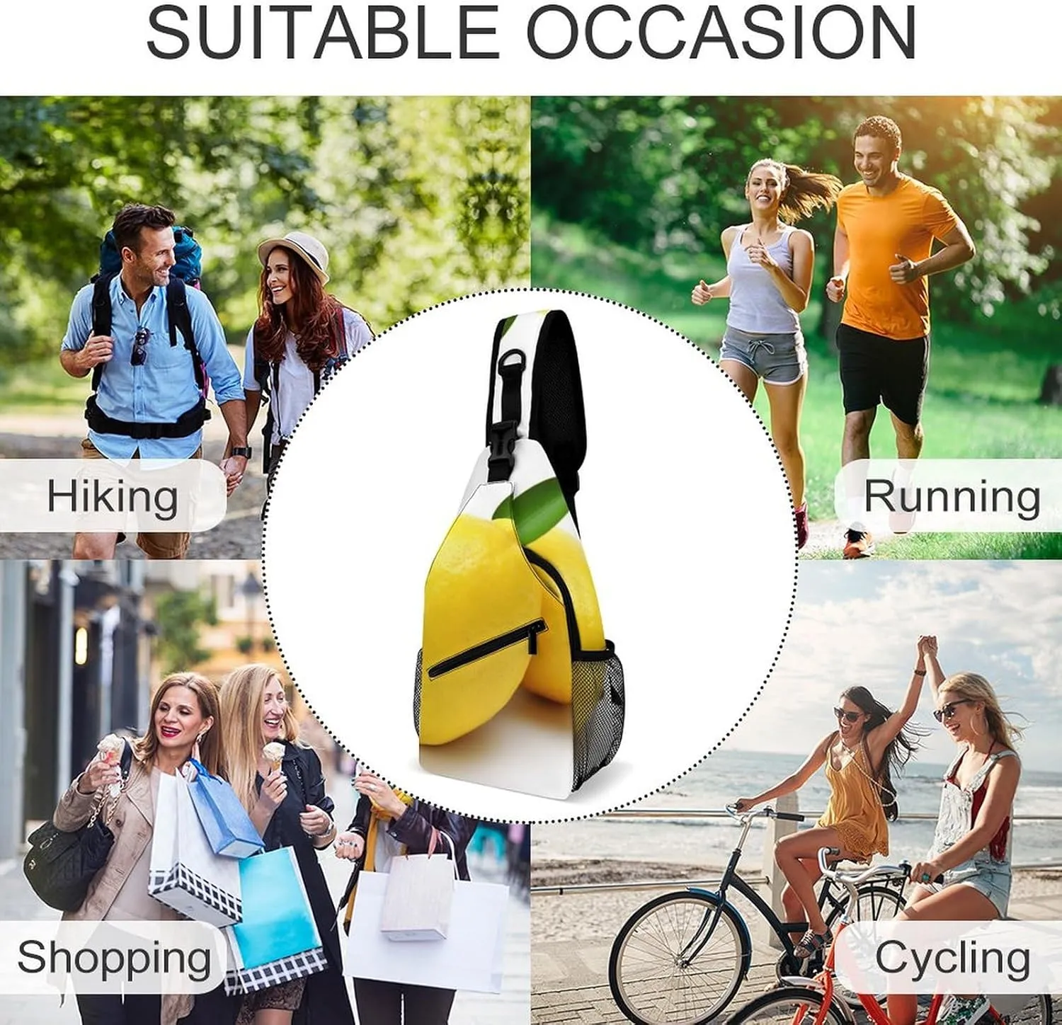 Sling Bag for Women Men Daypack Lemon Chest Bag Crossbody Backpack for Hiking Travel