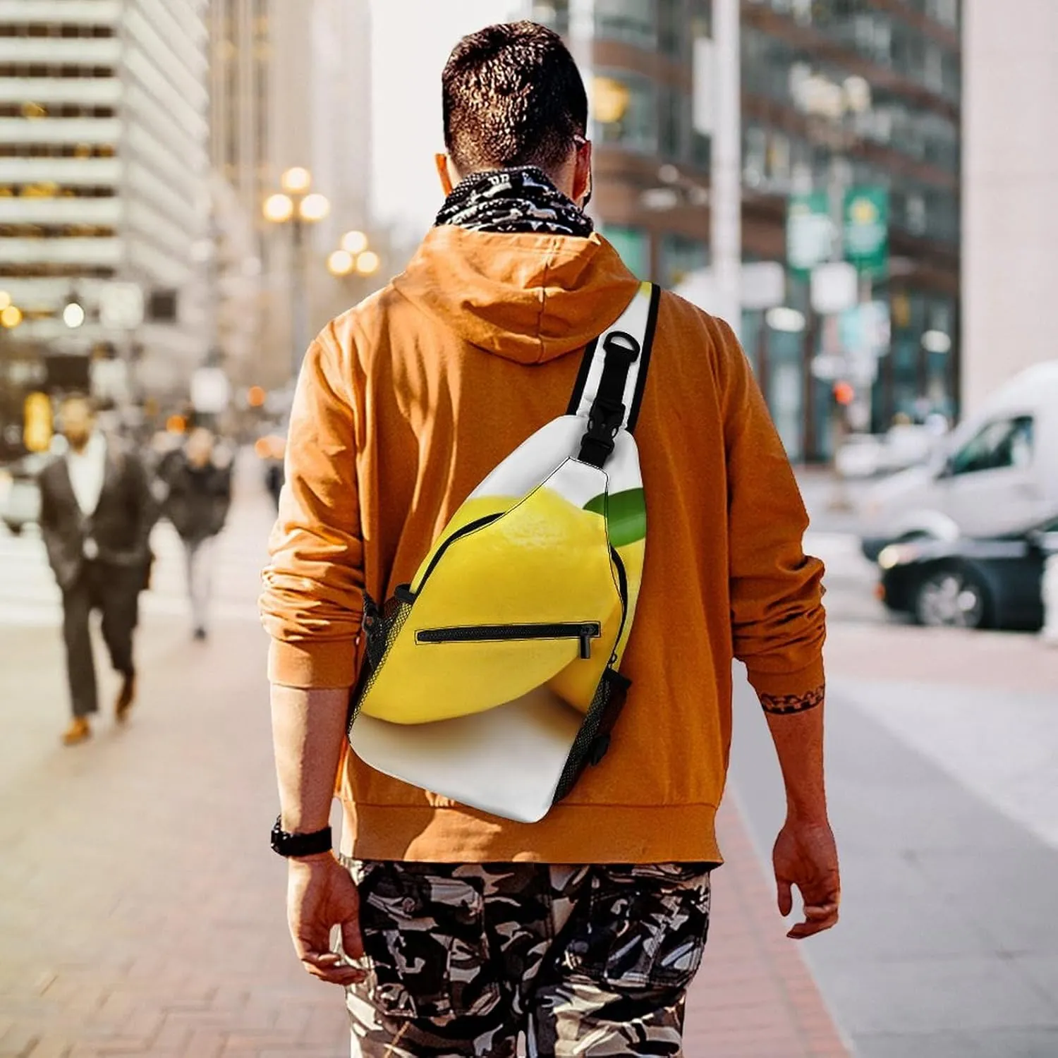 Sling Bag for Women Men Daypack Lemon Chest Bag Crossbody Backpack for Hiking Travel
