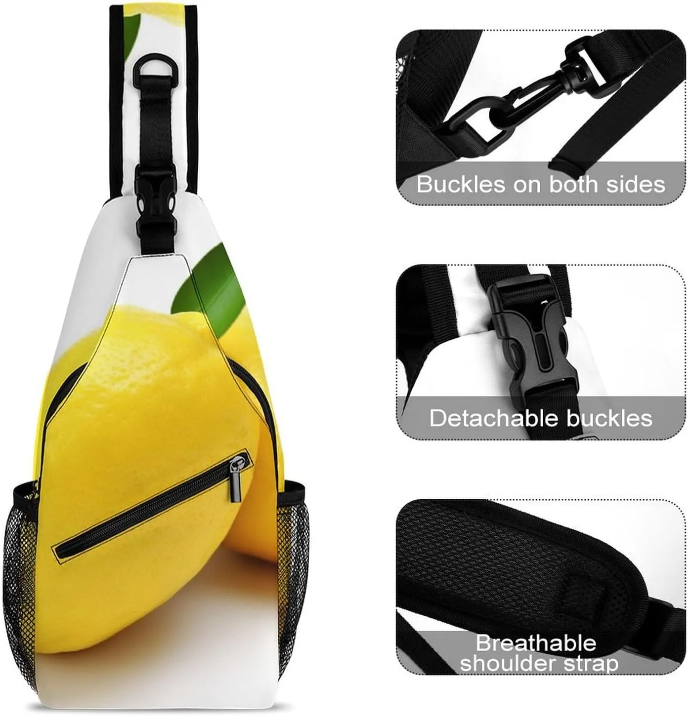 Sling Bag for Women Men Daypack Lemon Chest Bag Crossbody Backpack for Hiking Travel