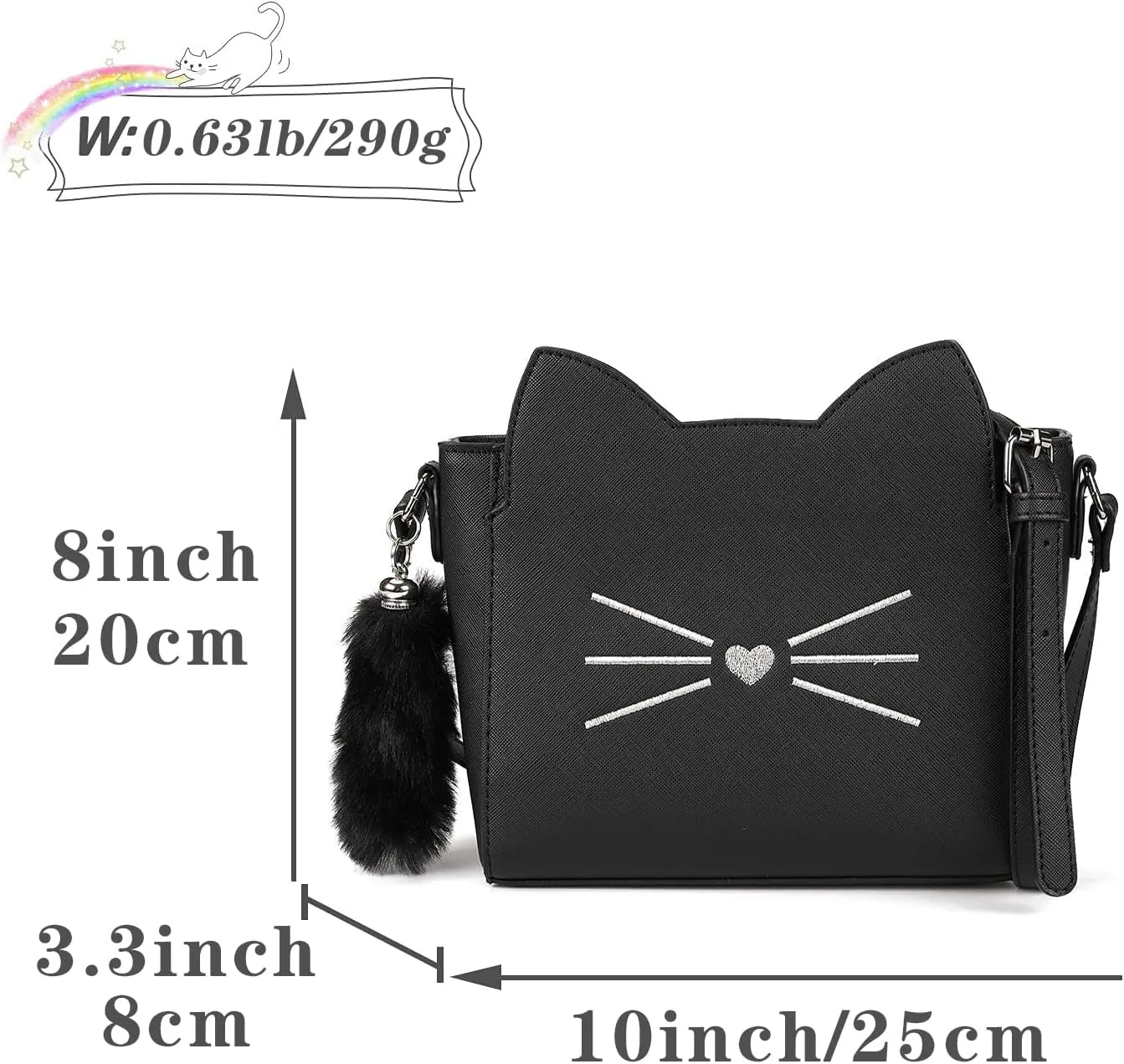Small Crossbody Purses for Teen Girls,Cute Cat Girl Purse with Pendant PU Leather Shoulder Bags and Cross Body Handbags