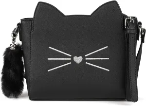 Small Crossbody Purses for Teen Girls,Cute Cat Girl Purse with Pendant PU Leather Shoulder Bags and Cross Body Handbags