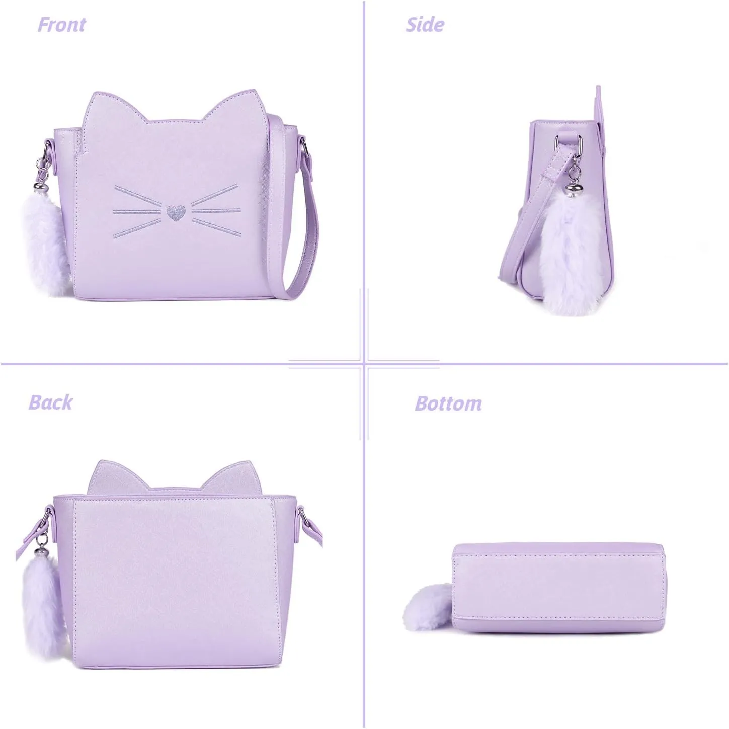 Small Crossbody Purses for Teen Girls,Cute Cat Girl Purse with Pendant PU Leather Shoulder Bags and Cross Body Handbags