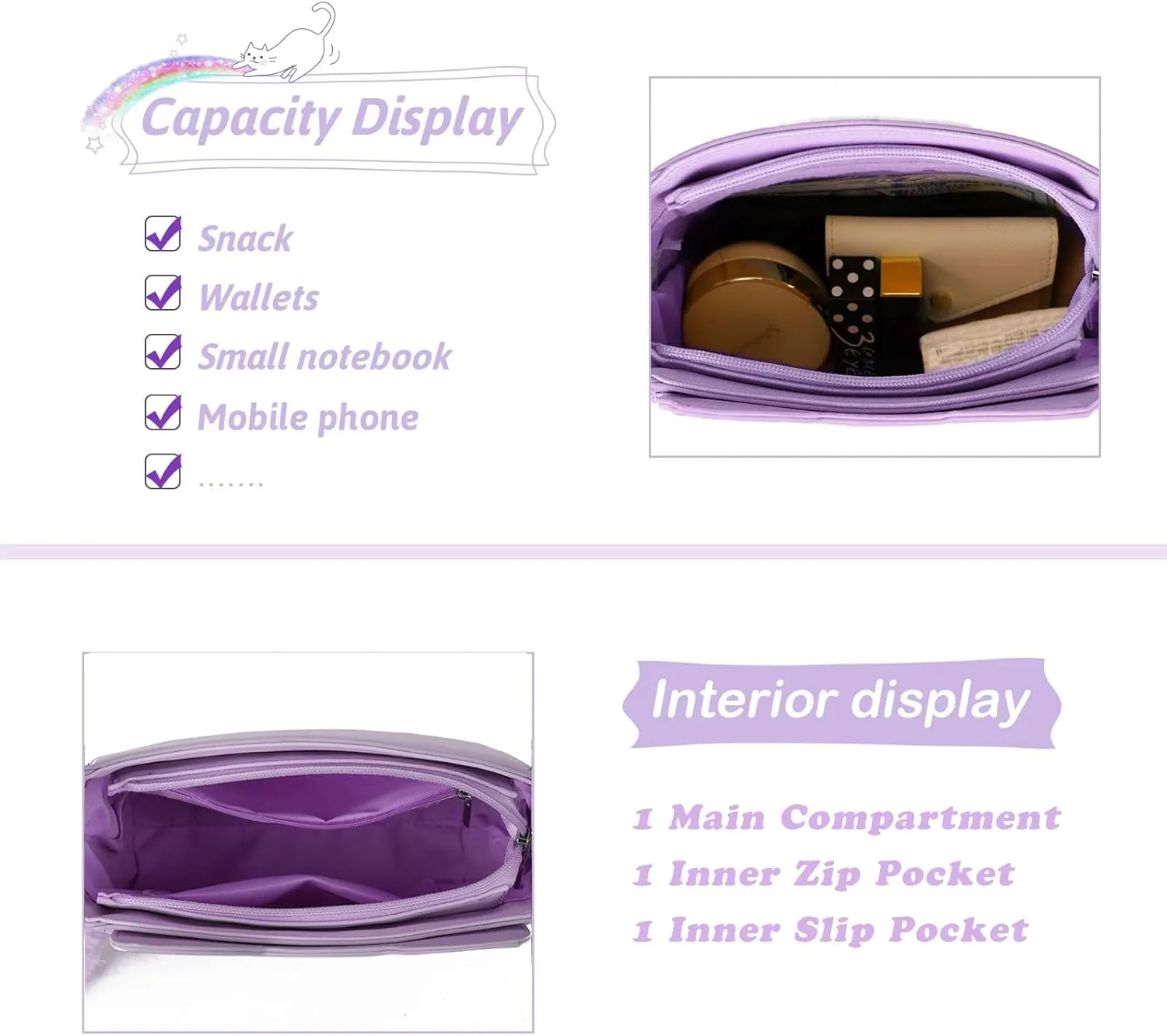 Small Crossbody Purses for Teen Girls,Cute Cat Girl Purse with Pendant PU Leather Shoulder Bags and Cross Body Handbags