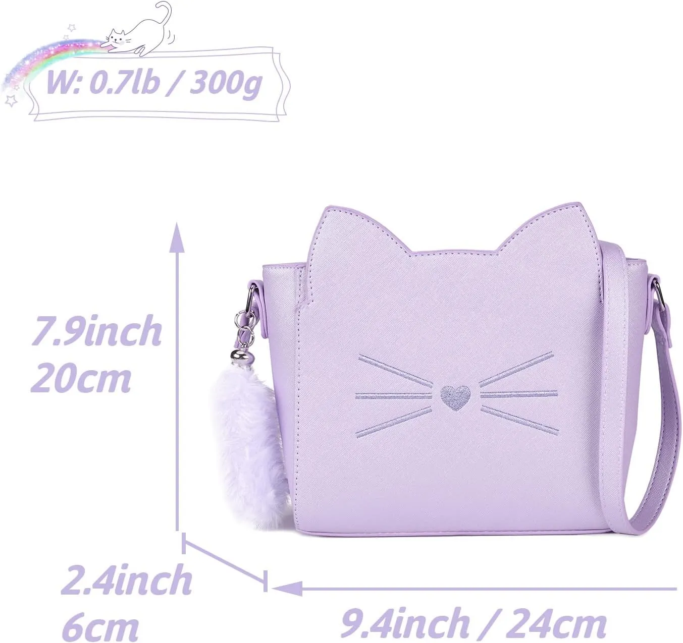 Small Crossbody Purses for Teen Girls,Cute Cat Girl Purse with Pendant PU Leather Shoulder Bags and Cross Body Handbags