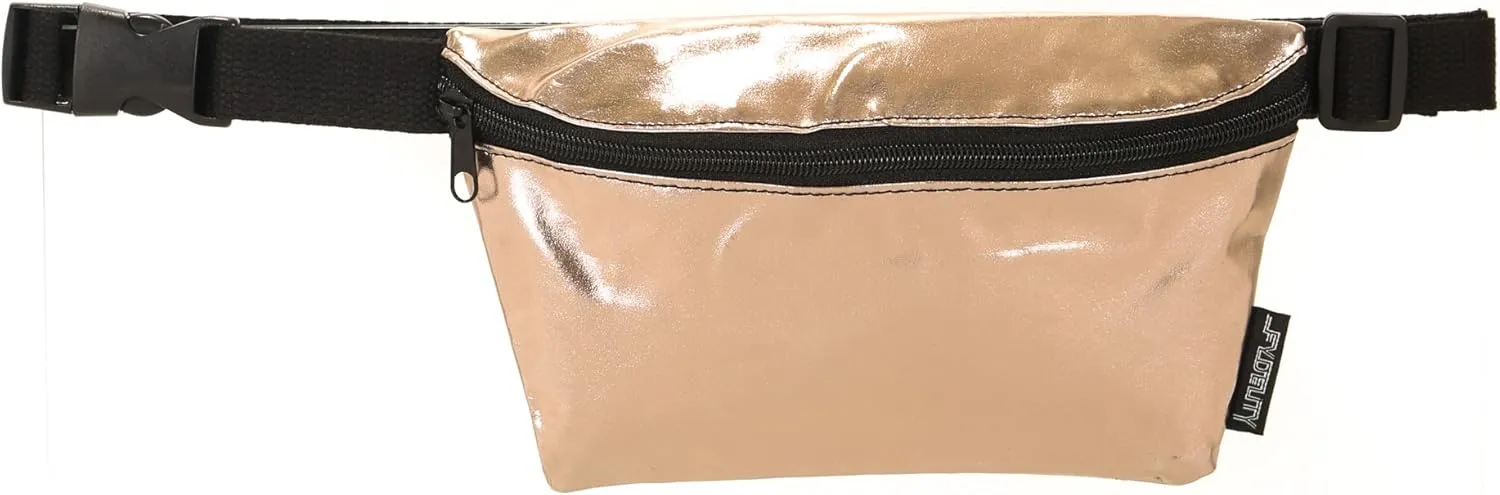 Small Fanny Packs for Women – 80s/90s Slim Bum Bag – Unisex Crossbody Waist Belt Bag for Travel, Festivals, Sports & Daily Use – Waist Belt Bag for Women | Metallic Rose Gold