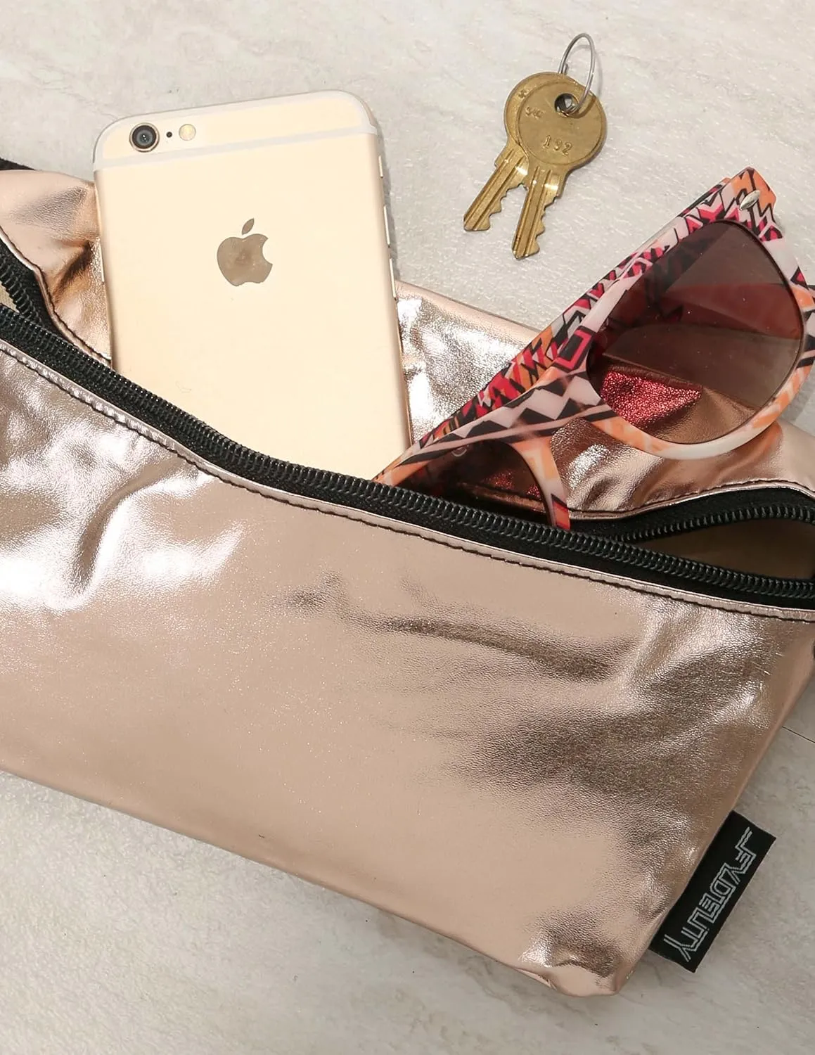 Small Fanny Packs for Women – 80s/90s Slim Bum Bag – Unisex Crossbody Waist Belt Bag for Travel, Festivals, Sports & Daily Use – Waist Belt Bag for Women | Metallic Rose Gold