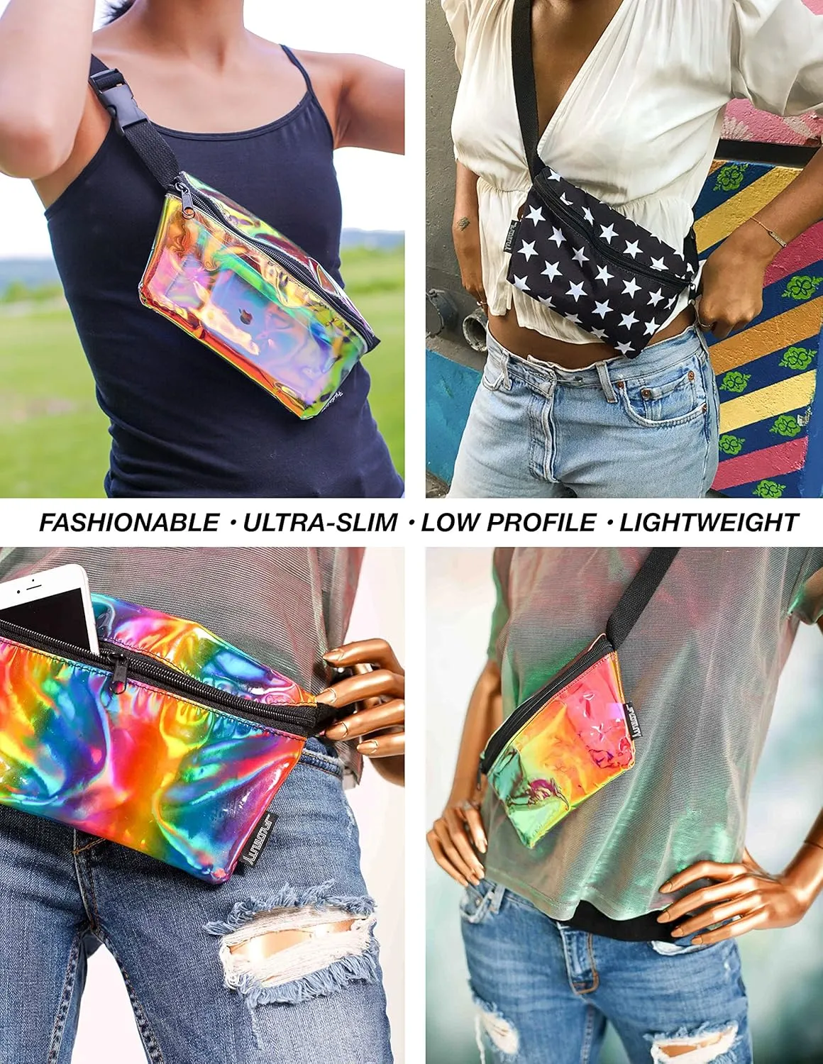 Small Fanny Packs for Women – 80s/90s Slim Bum Bag – Unisex Crossbody Waist Belt Bag for Travel, Festivals, Sports & Daily Use – Waist Belt Bag for Women | Metallic Rose Gold