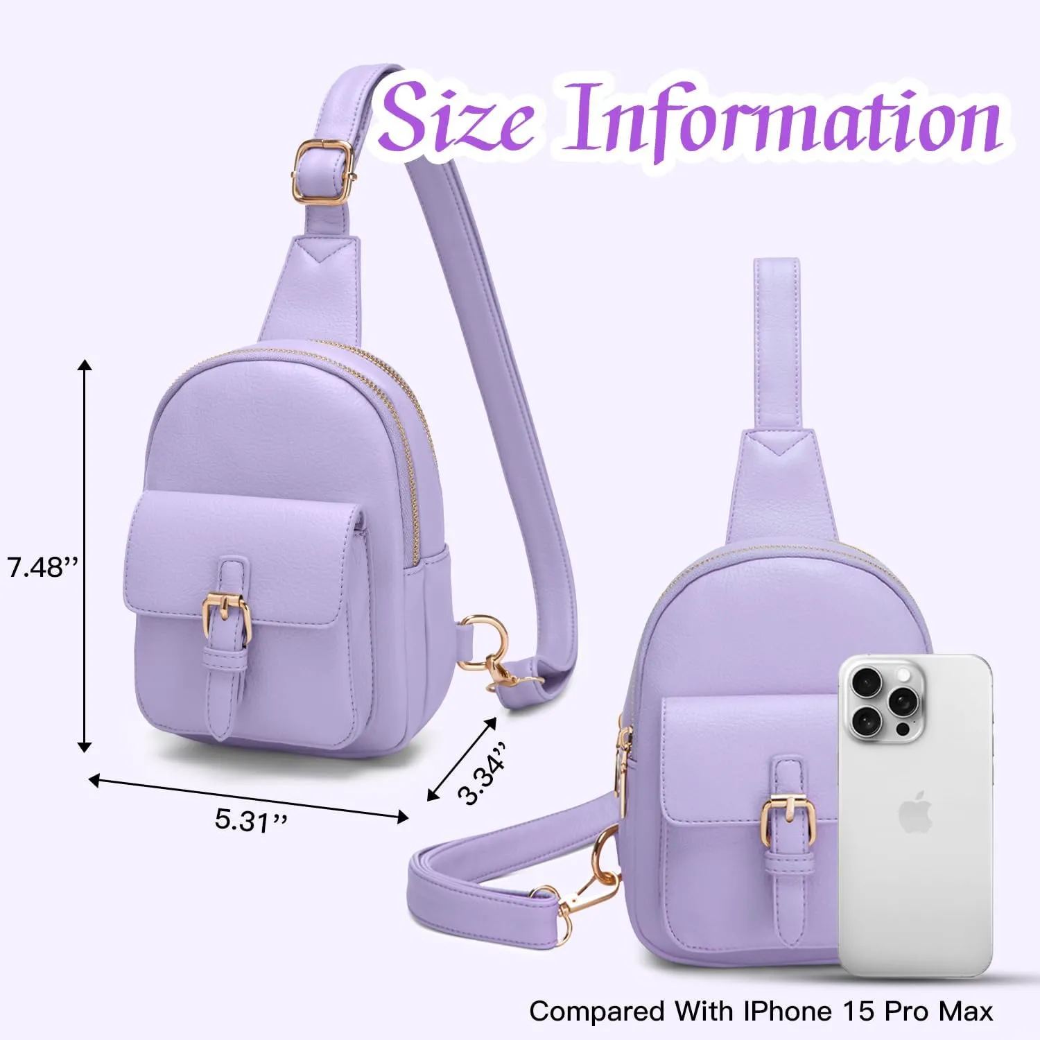 Small Sling Bag Fanny Pack for Girls Vegan Leather 3 Pockets Crossbody Purse for Women Gift for Teen Girls Stuff