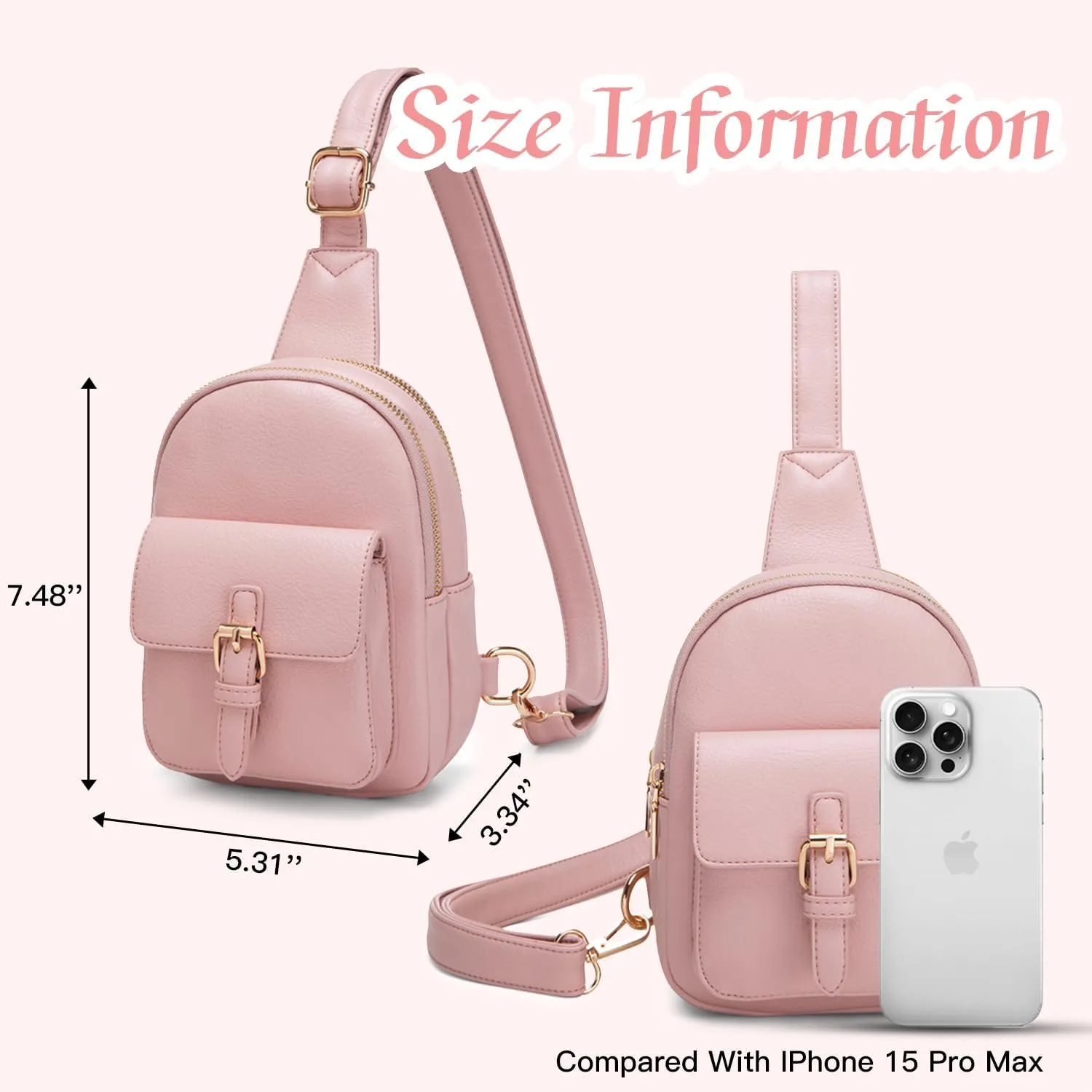 Small Sling Bag Fanny Pack for Girls Vegan Leather 3 Pockets Crossbody Purse for Women Gift for Teen Girls Stuff