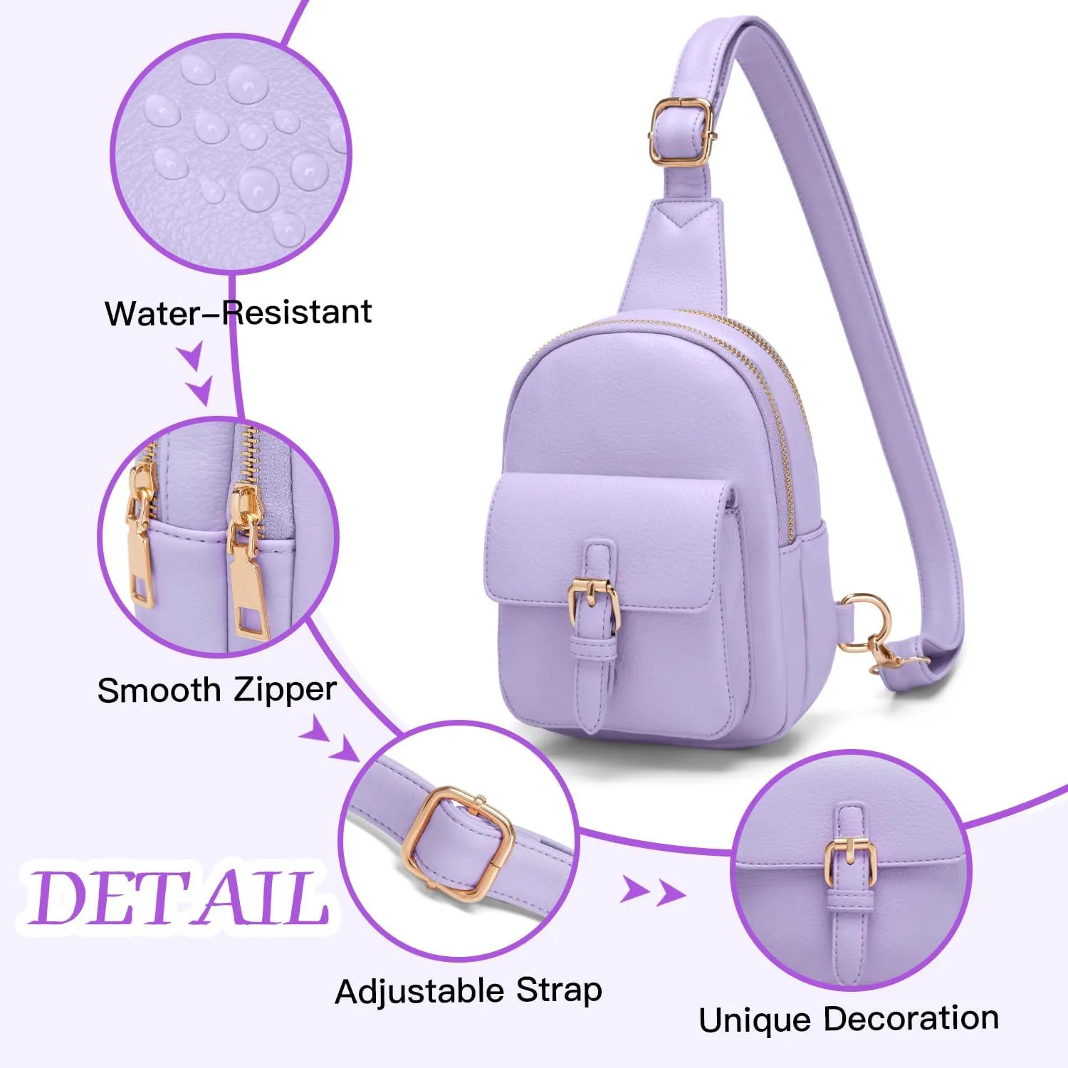 Small Sling Bag Fanny Pack for Girls Vegan Leather 3 Pockets Crossbody Purse for Women Gift for Teen Girls Stuff