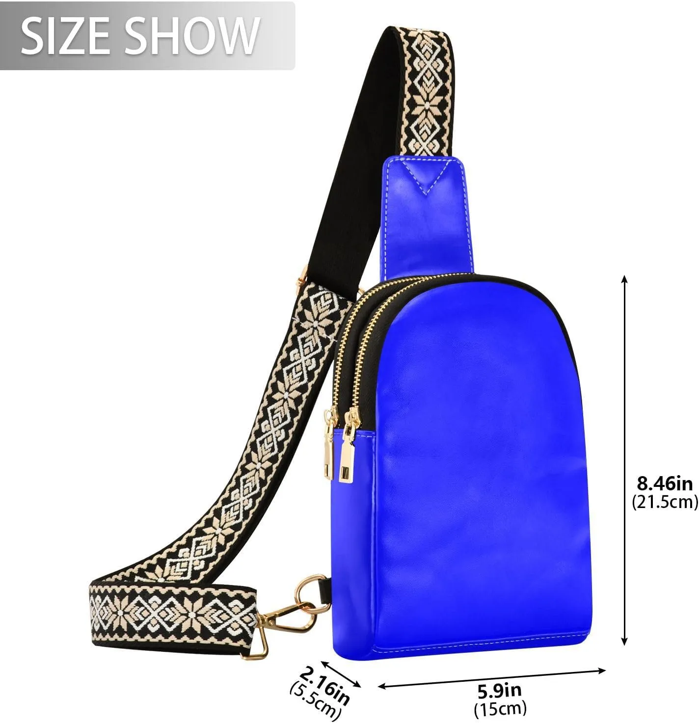 Small Sling Bag for Women Blue Crossbody Fanny Packs for Travel, Casual 20804
