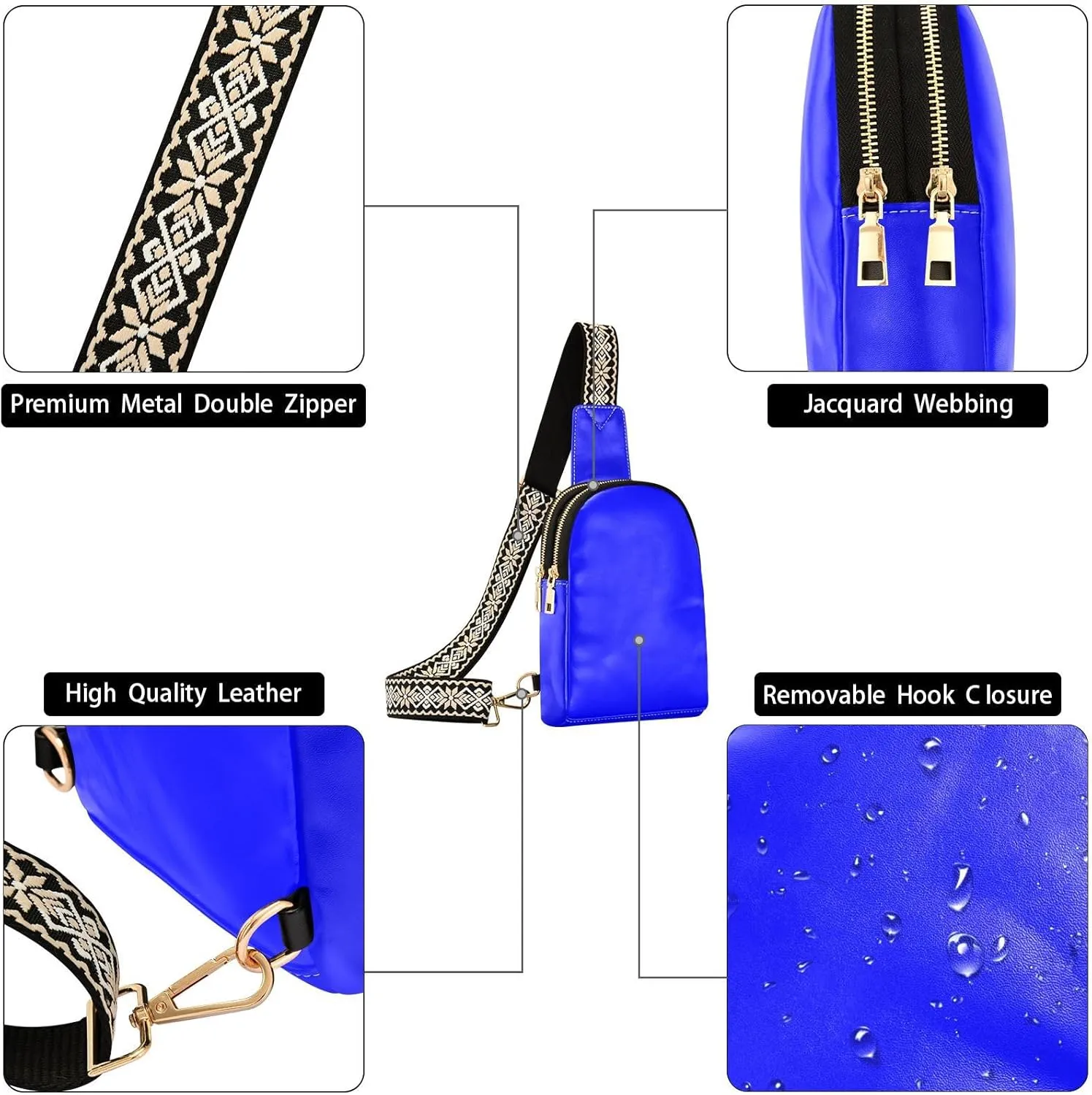 Small Sling Bag for Women Blue Crossbody Fanny Packs for Travel, Casual 20804