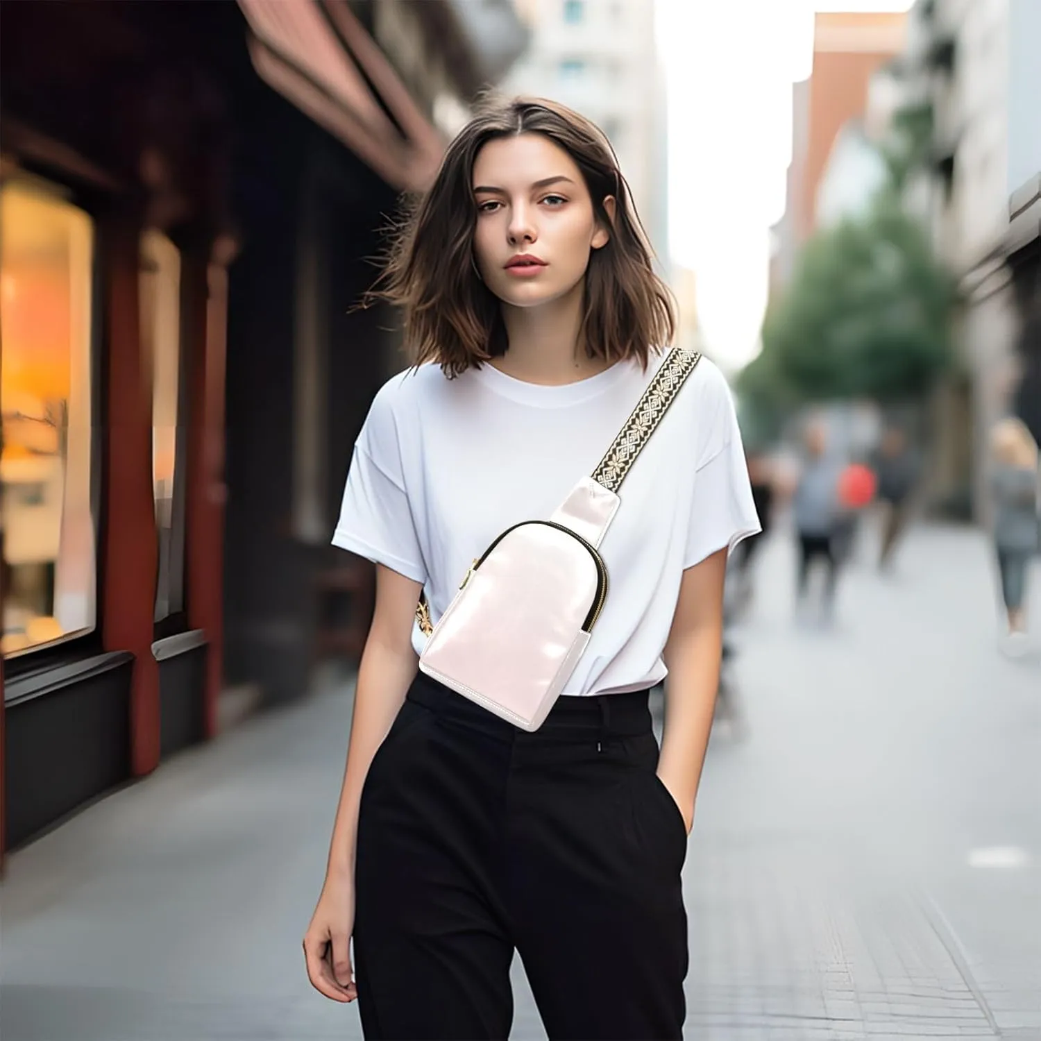 Small Sling Bag for Women Misty Rose Crossbody Fanny Packs for Travel, Casual 20818-1