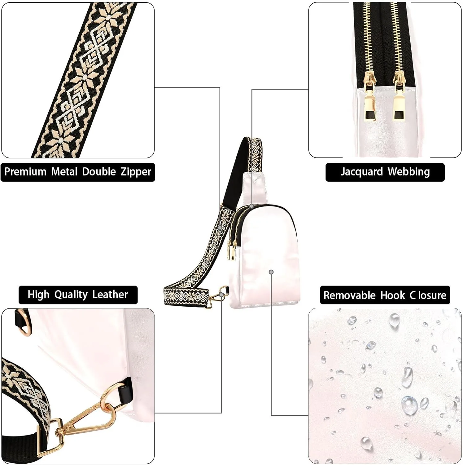 Small Sling Bag for Women Misty Rose Crossbody Fanny Packs for Travel, Casual 20818-1