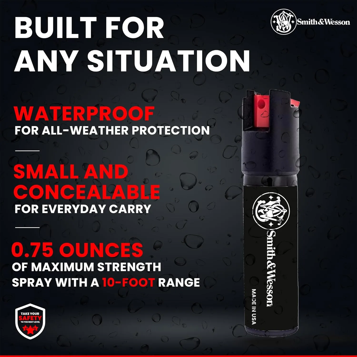 Smith & Wesson Pepper Shield Quick Release Large Pepper Spray for Women – Police Strength Self-Defense Spray