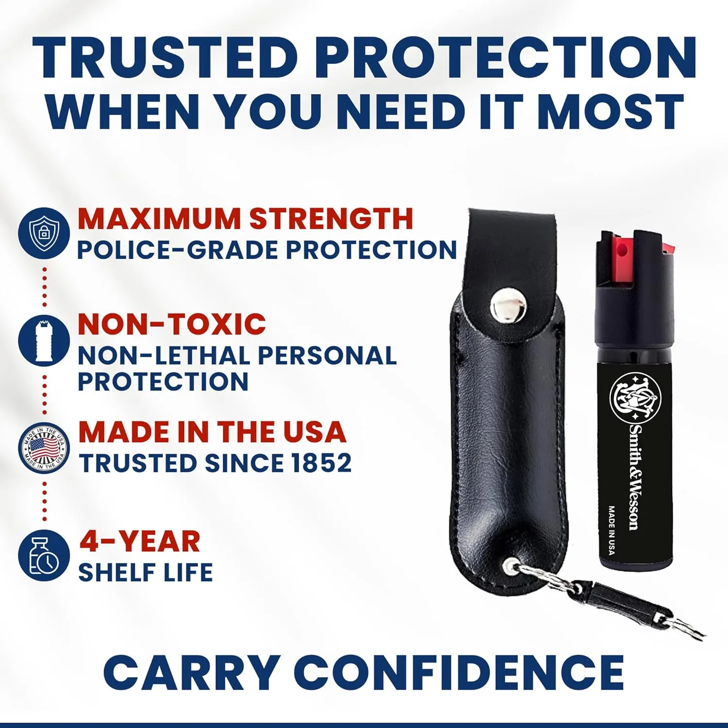 Smith & Wesson Pepper Shield Quick Release Large Pepper Spray for Women – Police Strength Self-Defense Spray