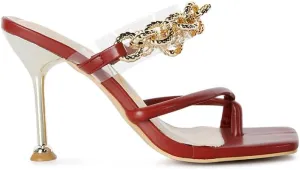Social Bee Link Chain Embellished Heel Sandals