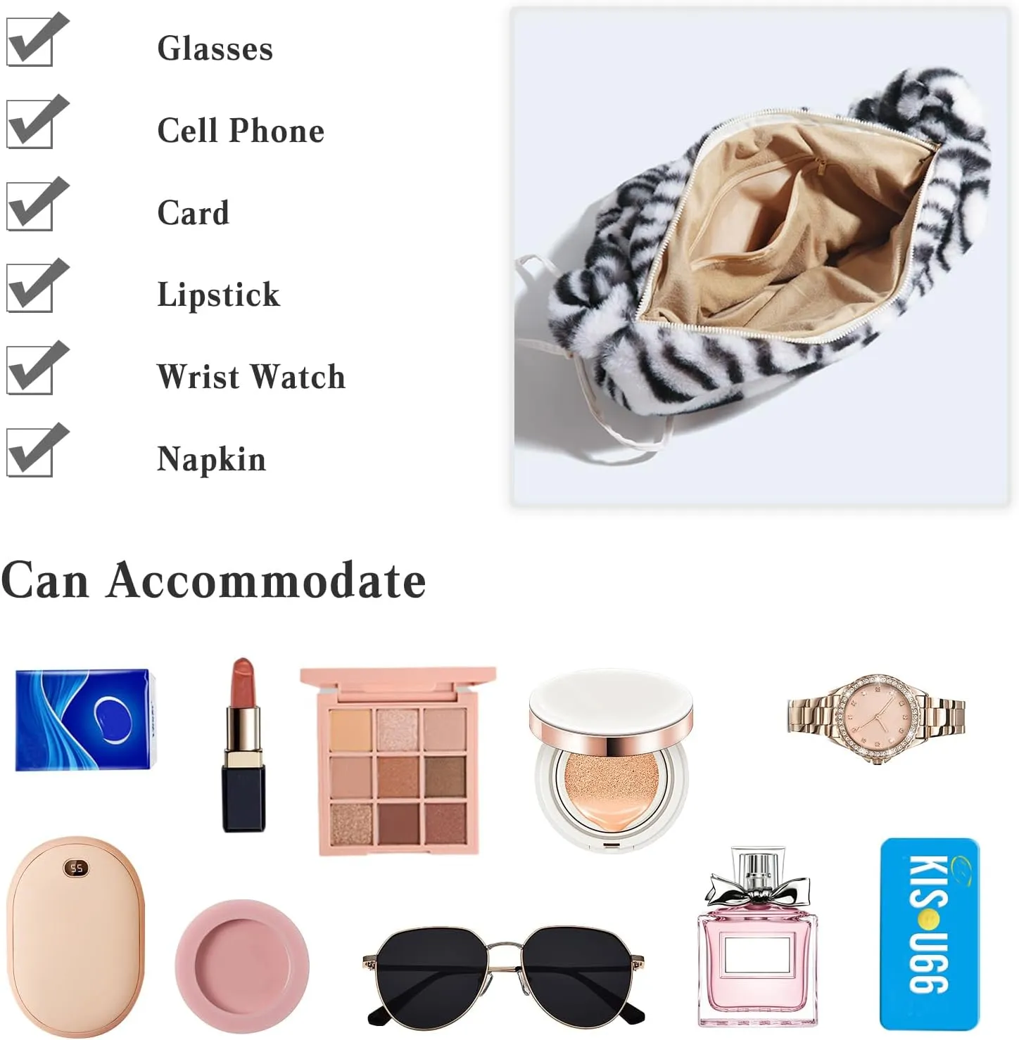 Soft Plush Shoulder Bag for Women Leopard Zebra Print Handbag Cute Fuzzy Crossbody Bag Furry Top Handle Bag