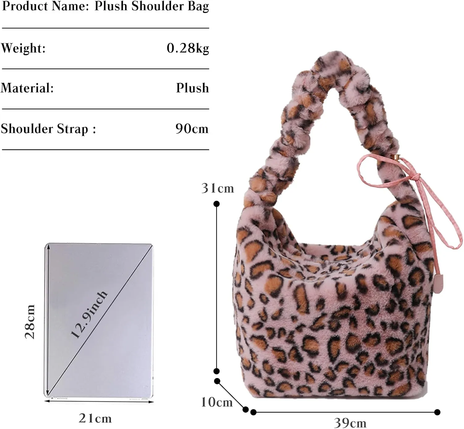 Soft Plush Shoulder Bag for Women Leopard Zebra Print Handbag Cute Fuzzy Crossbody Bag Furry Top Handle Bag