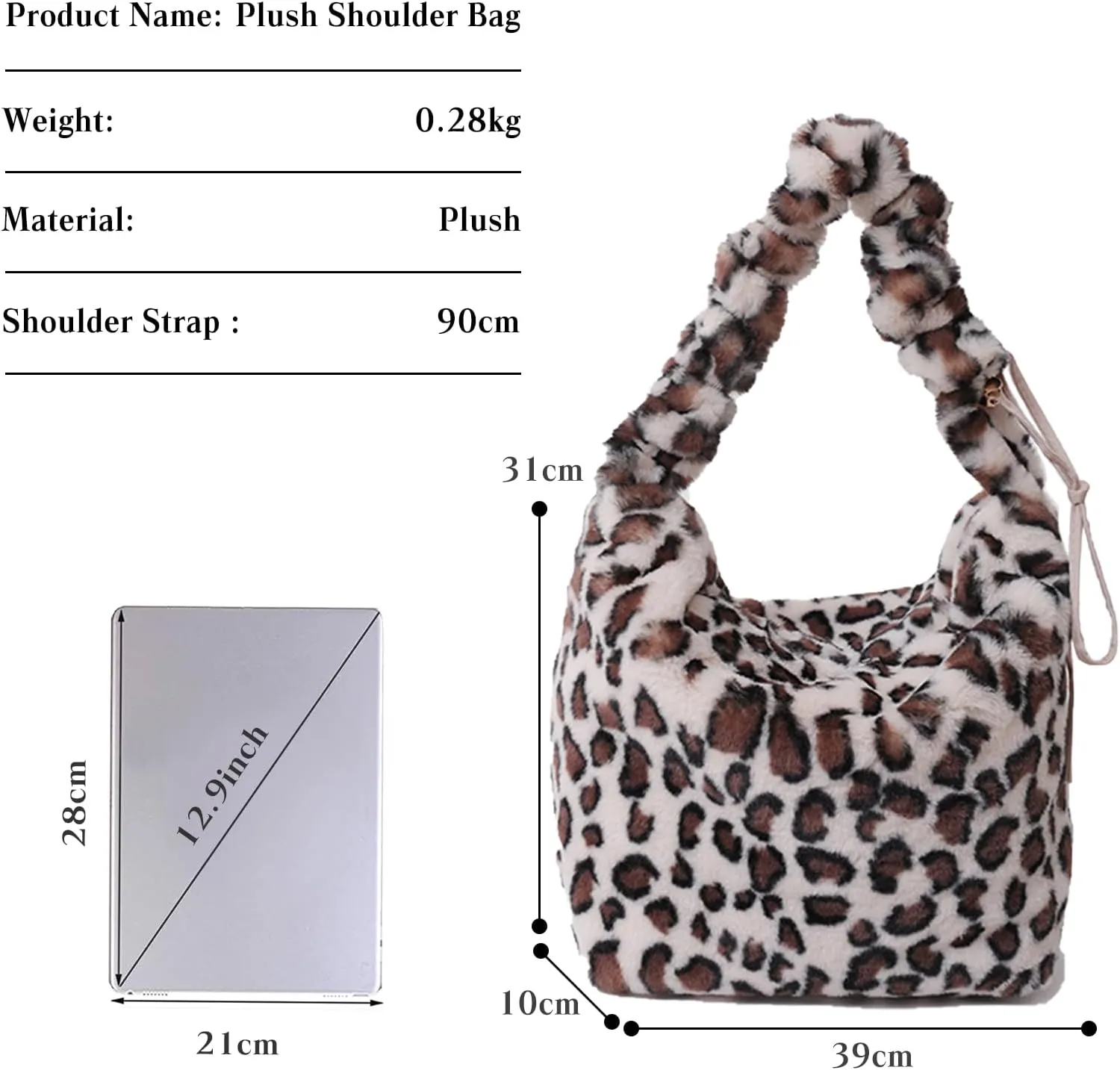 Soft Plush Shoulder Bag for Women Leopard Zebra Print Handbag Cute Fuzzy Crossbody Bag Furry Top Handle Bag