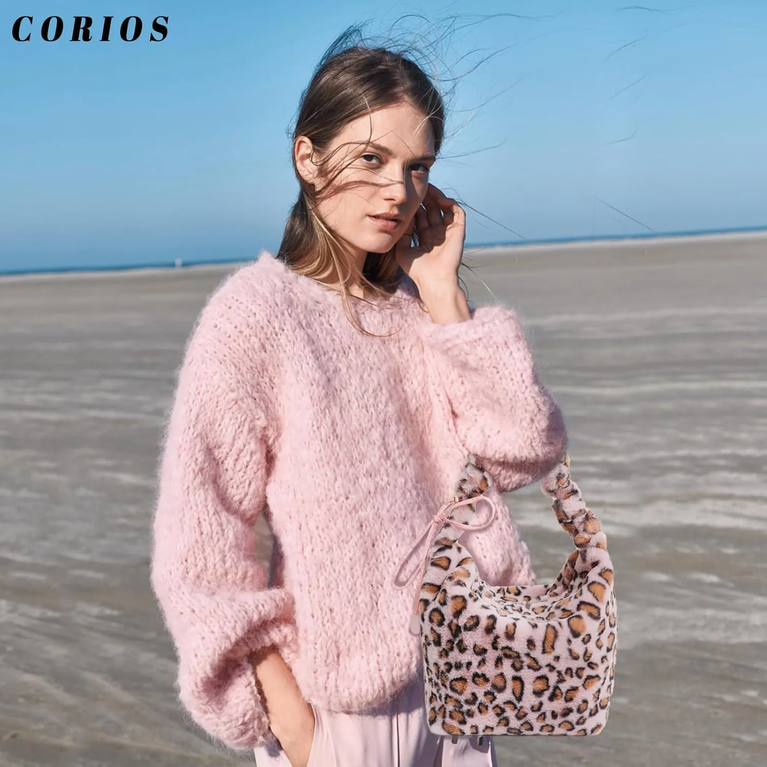 Soft Plush Shoulder Bag for Women Leopard Zebra Print Handbag Cute Fuzzy Crossbody Bag Furry Top Handle Bag