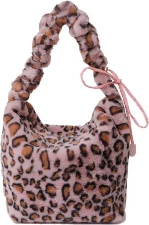 Soft Plush Shoulder Bag for Women Leopard Zebra Print Handbag Cute Fuzzy Crossbody Bag Furry Top Handle Bag