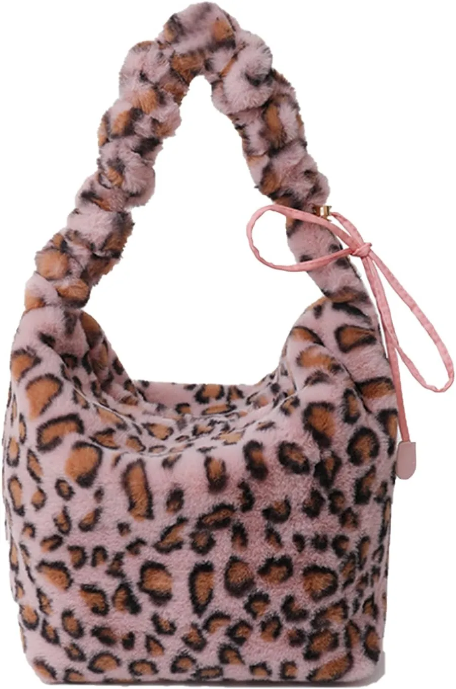 Soft Plush Shoulder Bag for Women Leopard Zebra Print Handbag Cute Fuzzy Crossbody Bag Furry Top Handle Bag