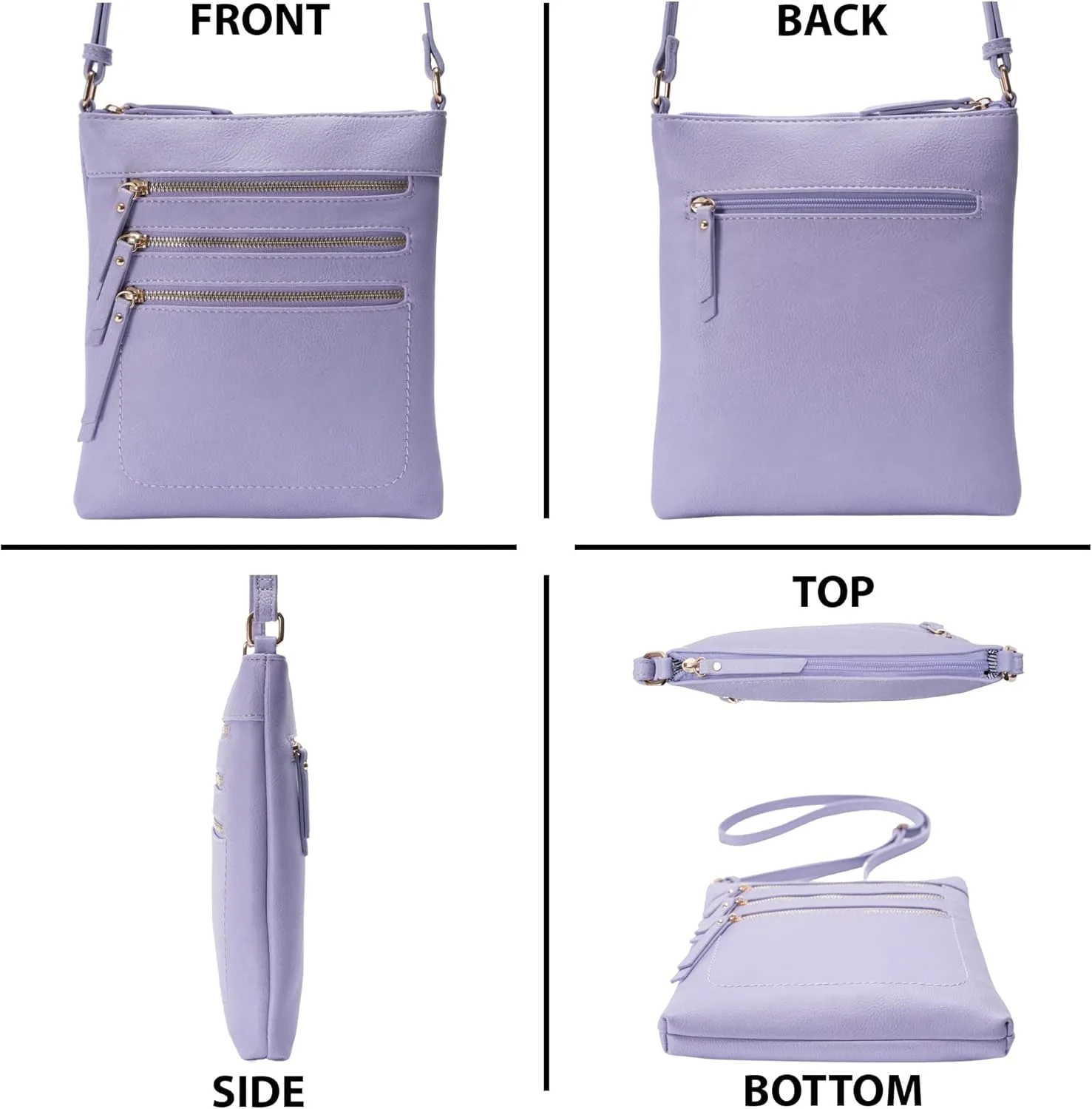 Solene Crossbody Bag Functional Multi Pocket Messenger Purse Top Zip Closure Shoulder Handbag With Adjustable Strap