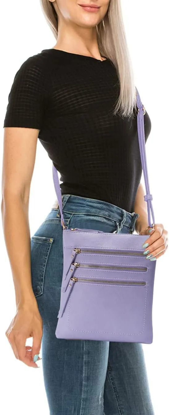 Solene Crossbody Bag Functional Multi Pocket Messenger Purse Top Zip Closure Shoulder Handbag With Adjustable Strap