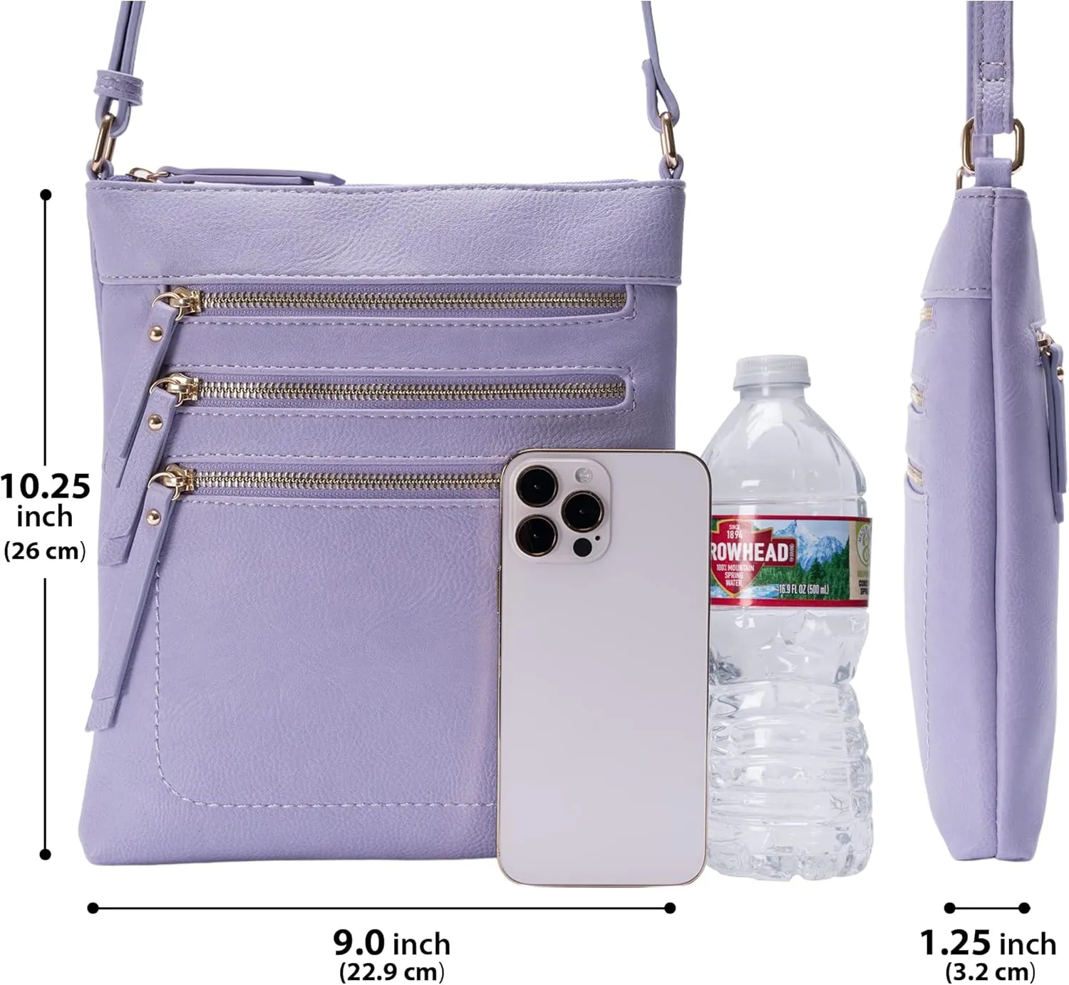Solene Crossbody Bag Functional Multi Pocket Messenger Purse Top Zip Closure Shoulder Handbag With Adjustable Strap
