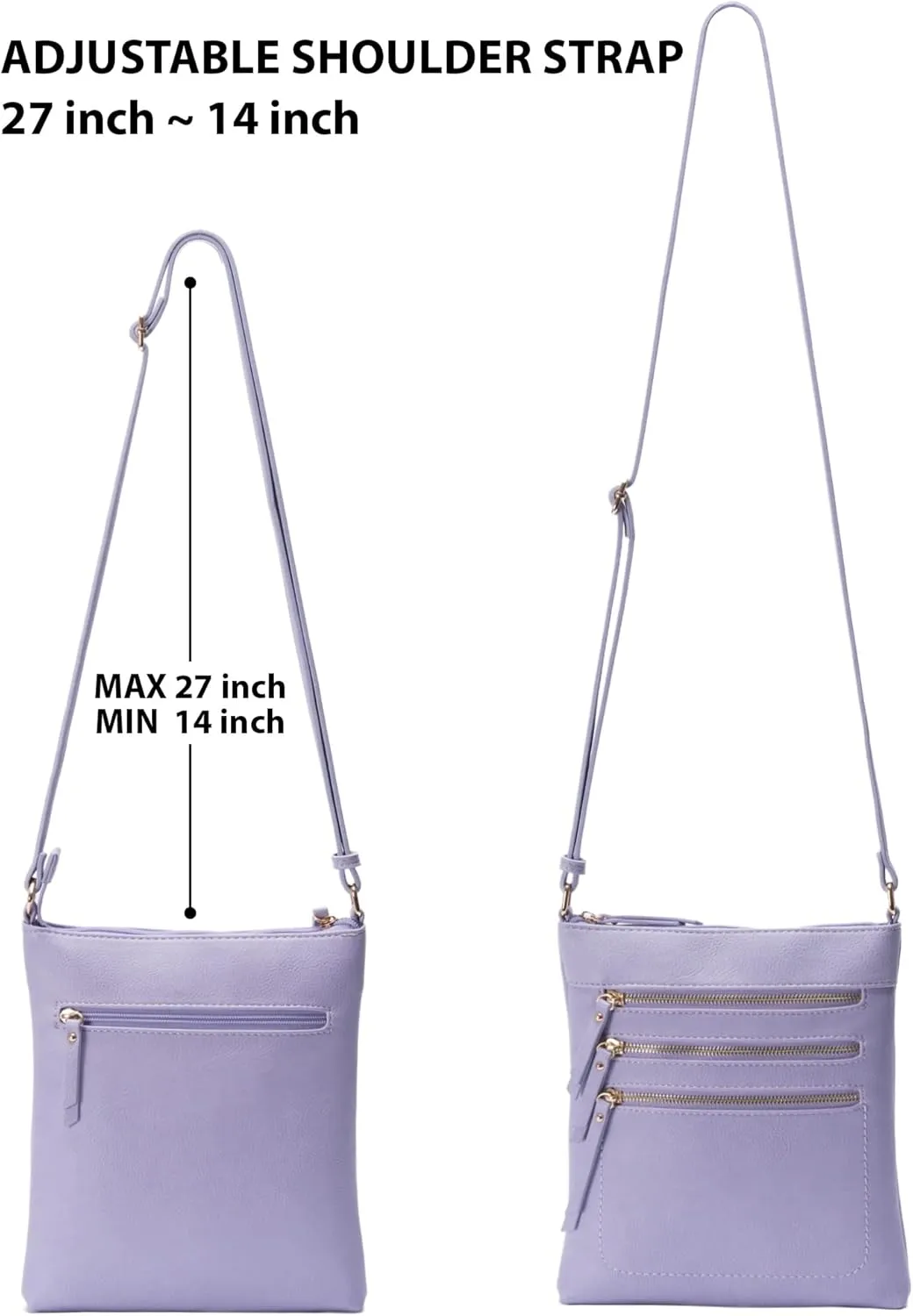 Solene Crossbody Bag Functional Multi Pocket Messenger Purse Top Zip Closure Shoulder Handbag With Adjustable Strap