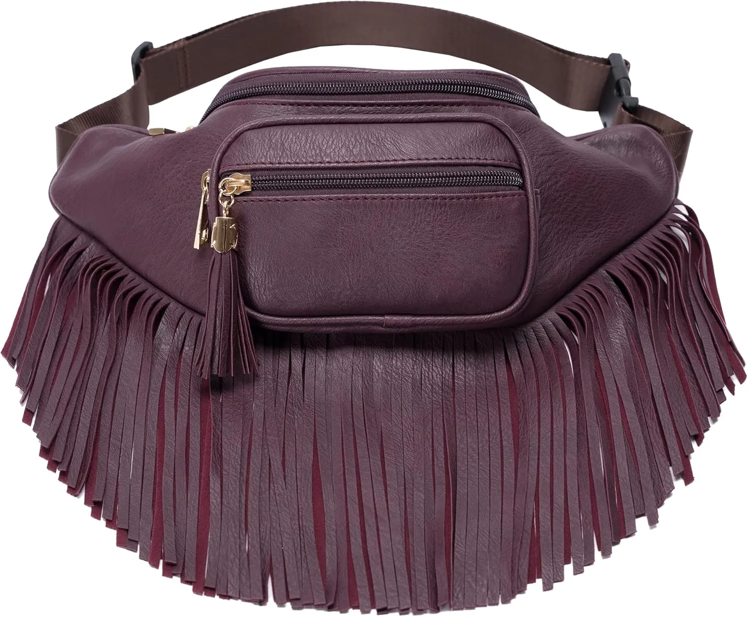 Solene Fringe Waist bag for women with Multi Zipper Pockets