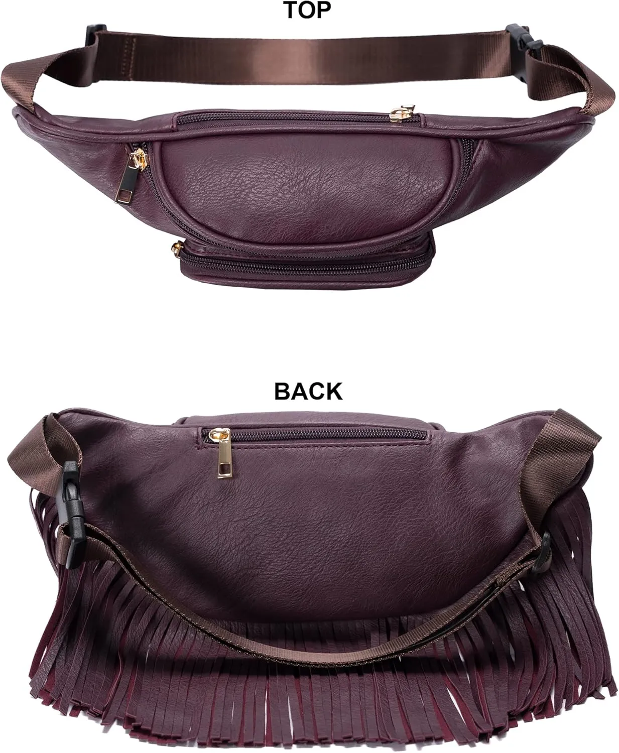 Solene Fringe Waist bag for women with Multi Zipper Pockets