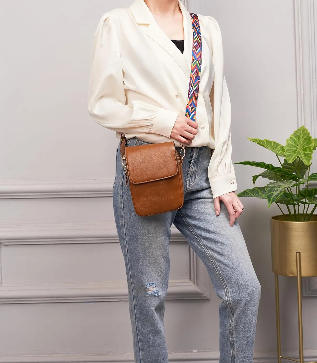Soperwillton Crossbody Bags for Women Vegan Leather Purse Small Shoulder Handbags with Wide Adjustable Strap