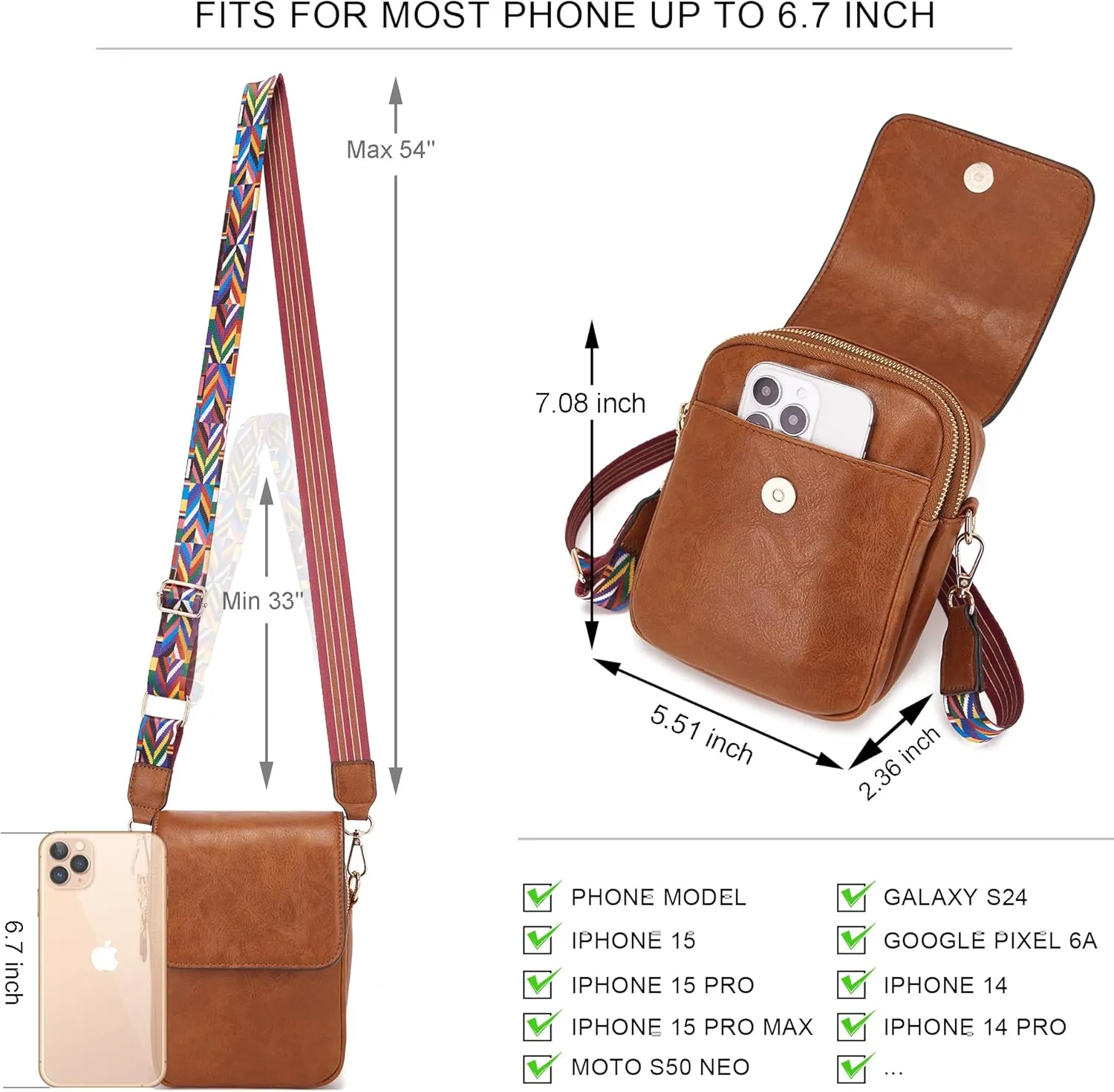 Soperwillton Crossbody Bags for Women Vegan Leather Purse Small Shoulder Handbags with Wide Adjustable Strap