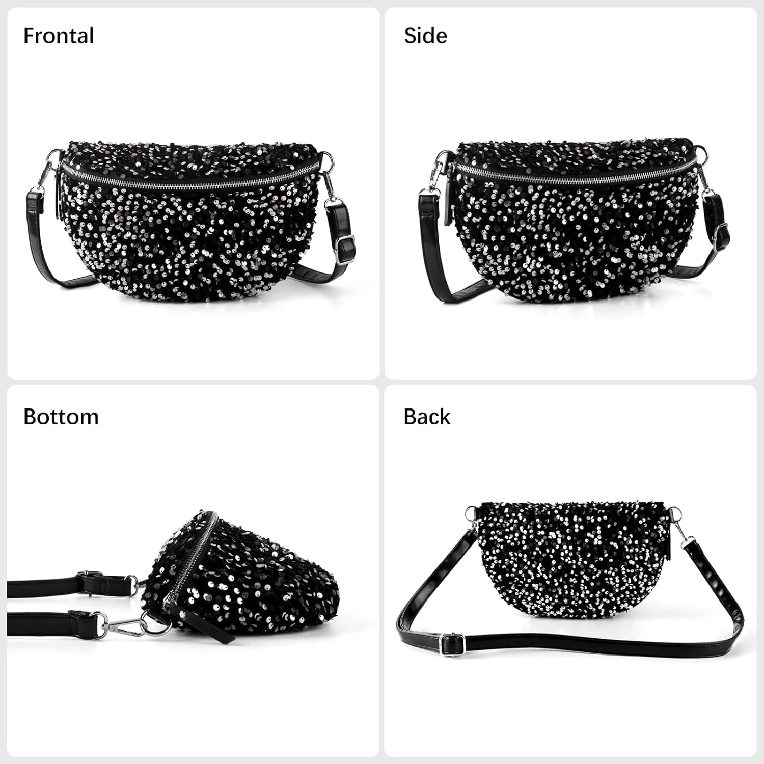 Sparkly Sequin Fanny Packs Glitter Waist Packs with Adjustable Strap for Women Girls Unisex