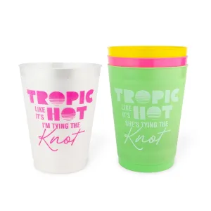 Stag & Hen Tropic Like It's Hot Bachelorette Party Cups - 12 Pack, 16 oz Cups | Custom Drinkware for Summer, Beach, Miami or Florida Bridal Shower, Engagement Party | Bridesmaids Gifts, Favors, Decor