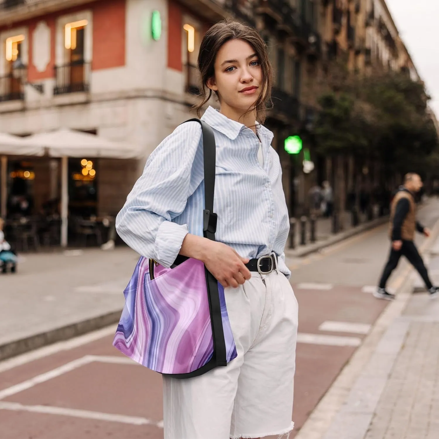 Stars in the Sky with Tree Shoulder Bag Leather, Leather Crossbody Shoulder Bag, Large Crossbody Bags Large Size