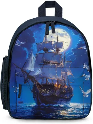 Steamship Moon Backpack Small Shoulder Bag Travel Bag Casual Daybacks Handbags One Size