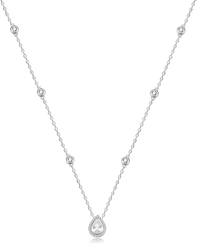 Sterling Silver Waterdrop Pear Shape Pendant Droplet Necklace