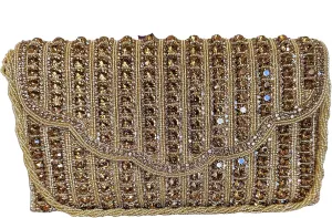 Stylish Crossbody Luxury Clutch purse for women with Crystal Beaded work and detachable shoulder chain