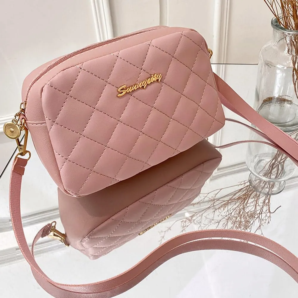 Stylish Ladies Handbags Embroidered Women Shoulder Bags Solid Color Lattice Female Messenger Bag